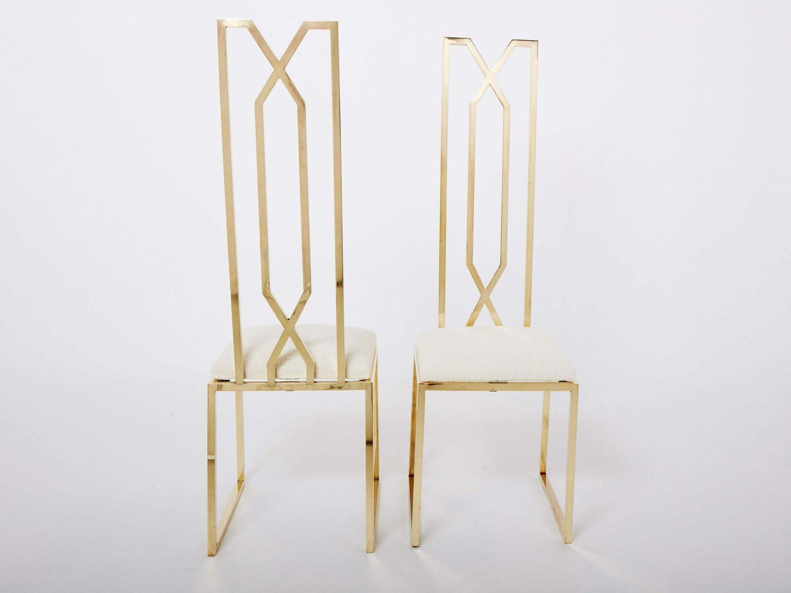 photo for sale Paire de chaises en laiton signées par Alain Delon pour Jean Charles, années 1970