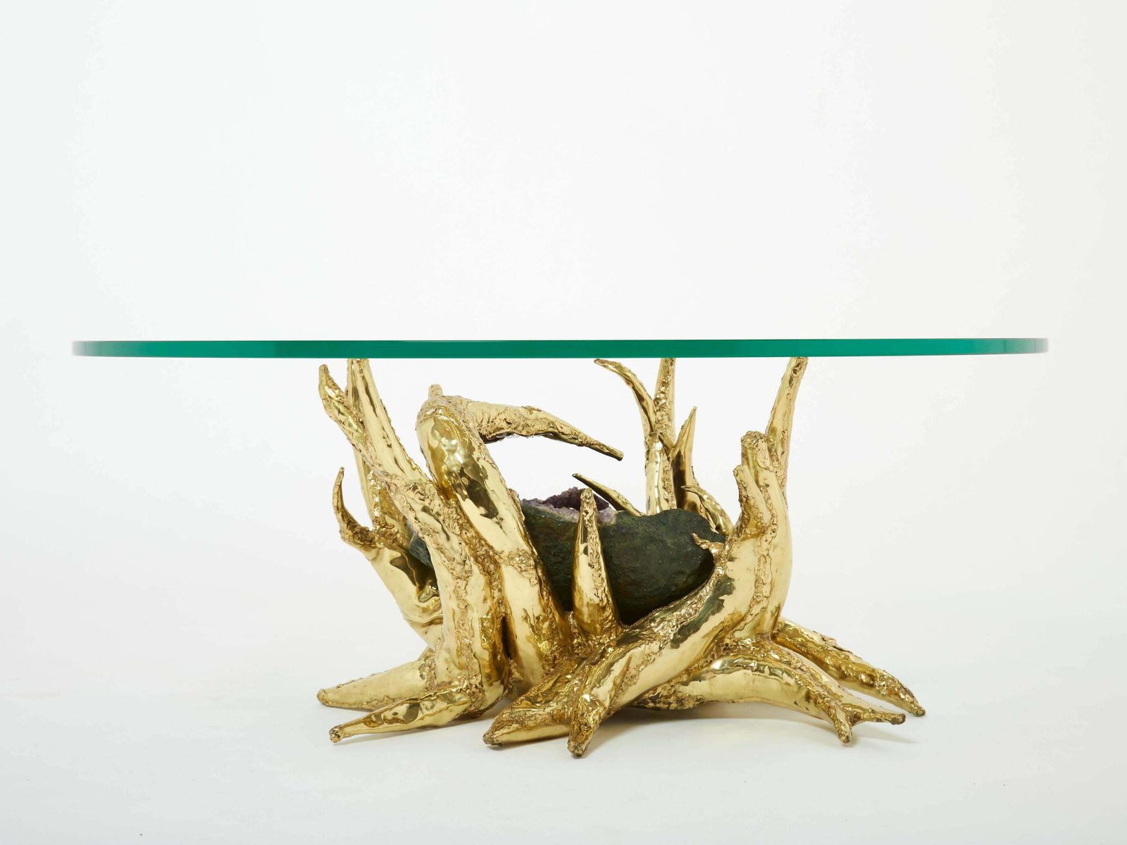Sculpture de table en bronze et améthyste signée Richard Faure, années 1970 photo Mobilier