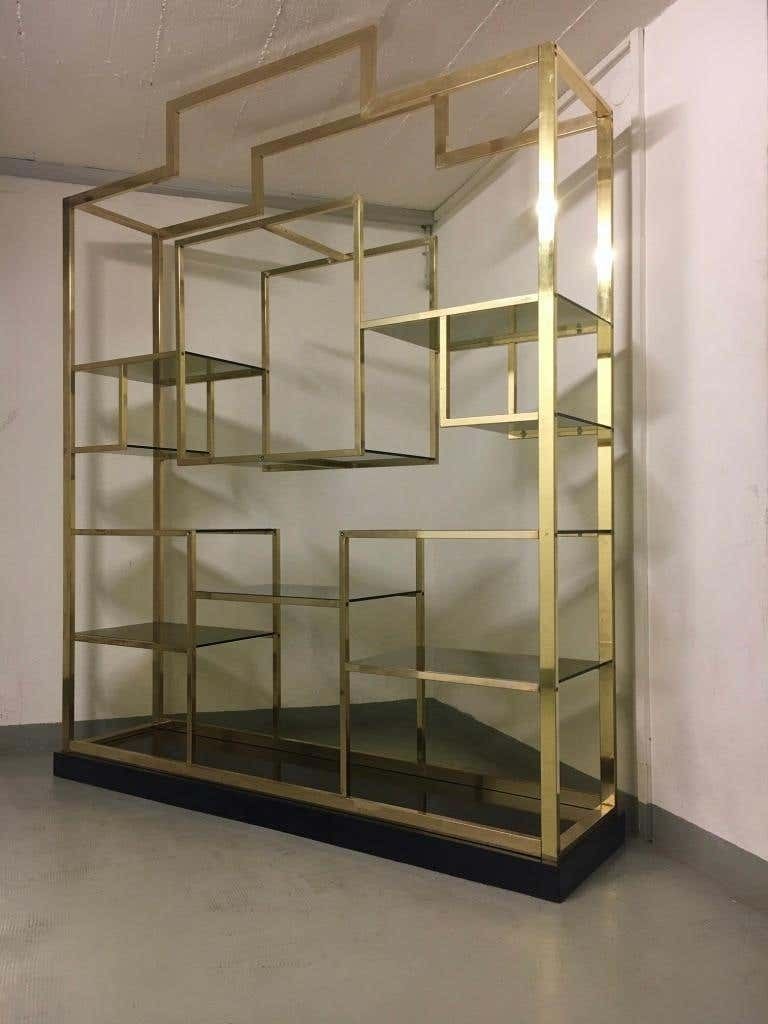 Brass & Glass Shelving / Etagère By Romeo Rega, Italy Ca. 1970s photo furniture