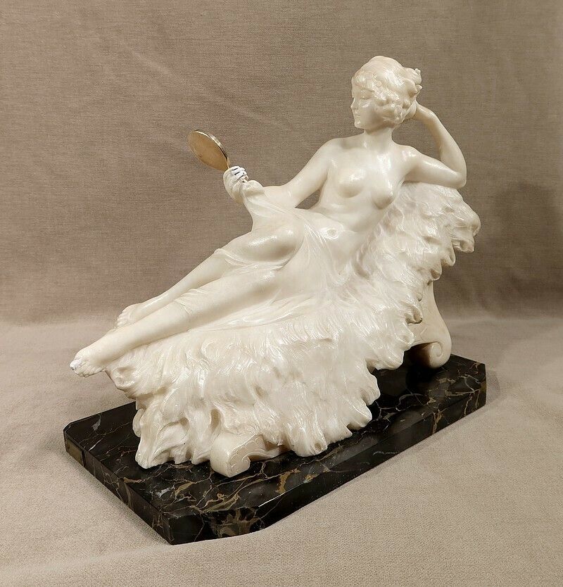 Important Sculpture "Venus At The Mirror" By A. Saccardi   Early 20th Century photo vintage