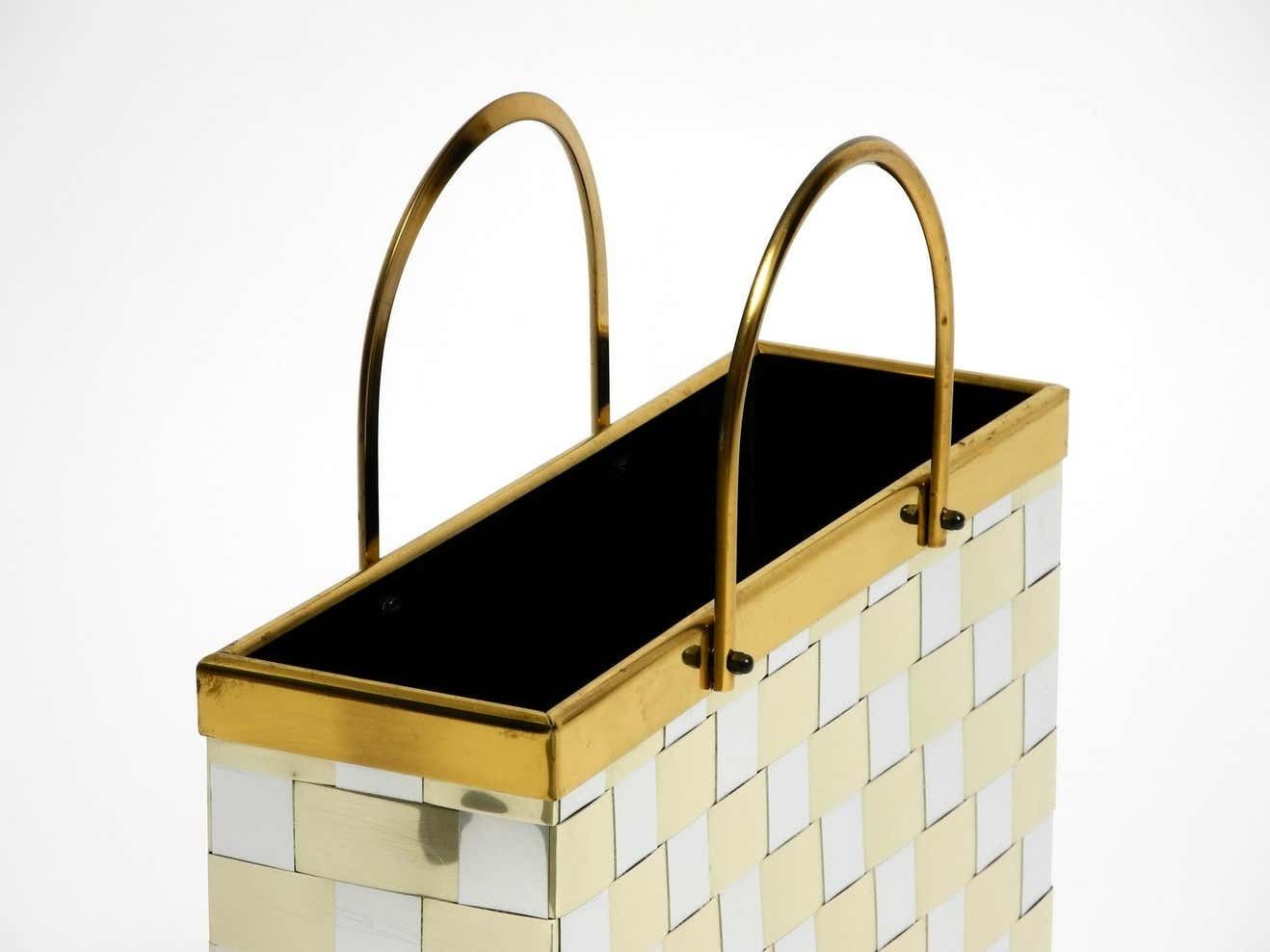 Stunning 1980s Brass Magazine Rack In Hollywood Regency Design photo vinterior