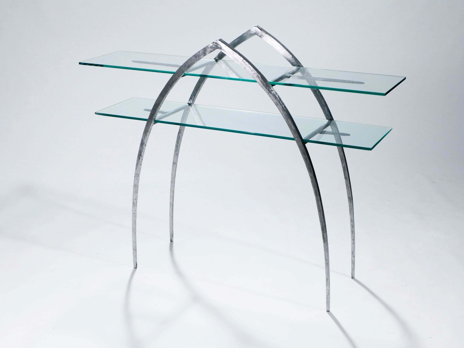 Unique Wrought Iron And Glass Console Circa 2000 photo for sale