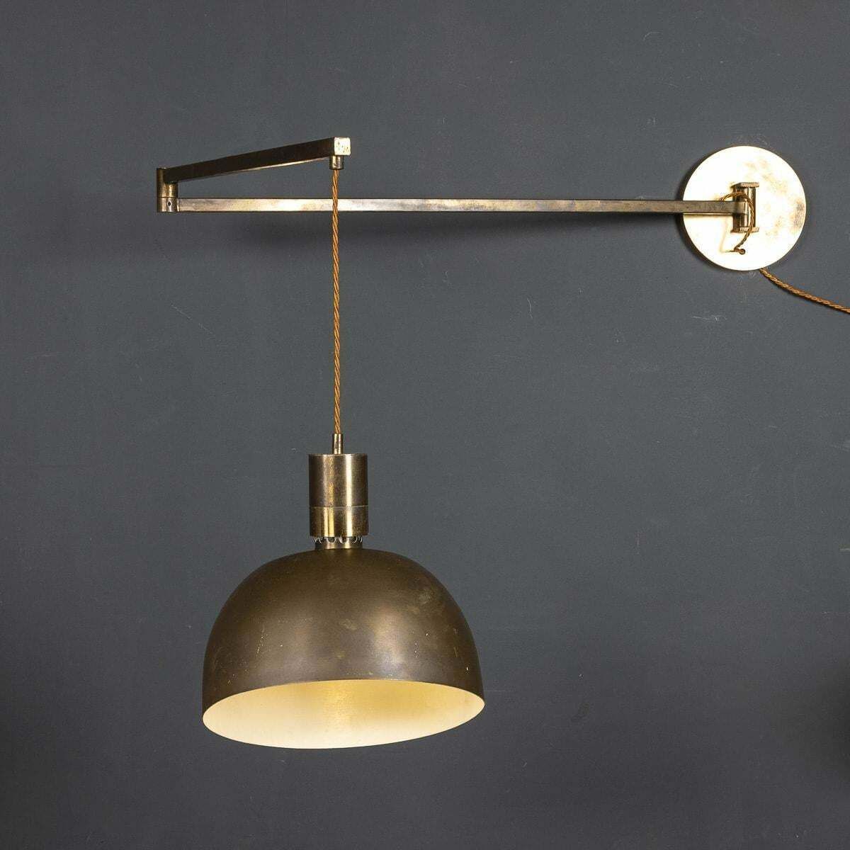 Pair Of Italian Brass Articulated Wall Lights By Albini & Helg, C.1960 photo Lighting