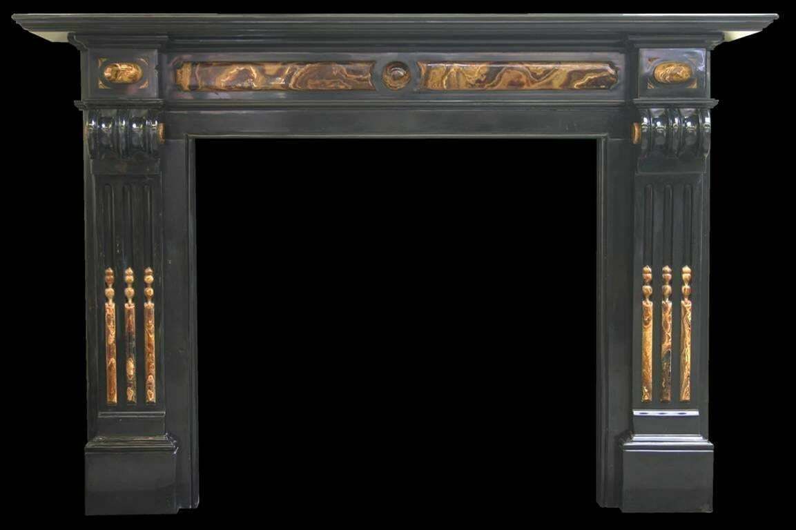 19th Century Baroque Belgian Black Marble And Onyx Chimneypiece photo Home Fixtures