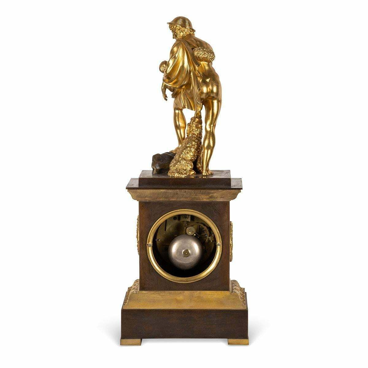 19th Century French Empire Style Bronze Mantel Clock, C.1870 photo for sale