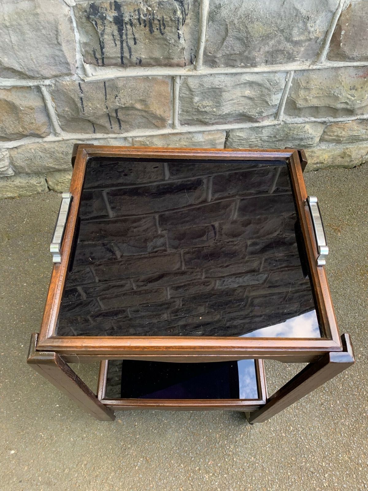 Antique Art Deco Oak Tray Top Drinks Trolley photo vinterior