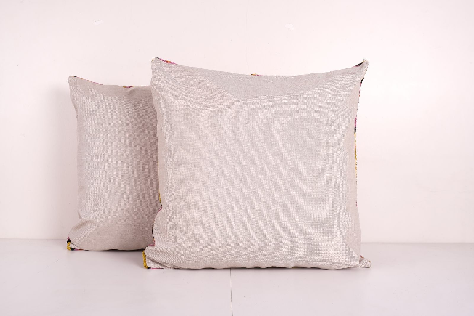 Silk Ikat Velvet Bronze Pillow Cover, Matching Pink Ikat Pillowcase, Set Uzbek Pink Designer Throw Pillow 24'' X 24'' photo furniture