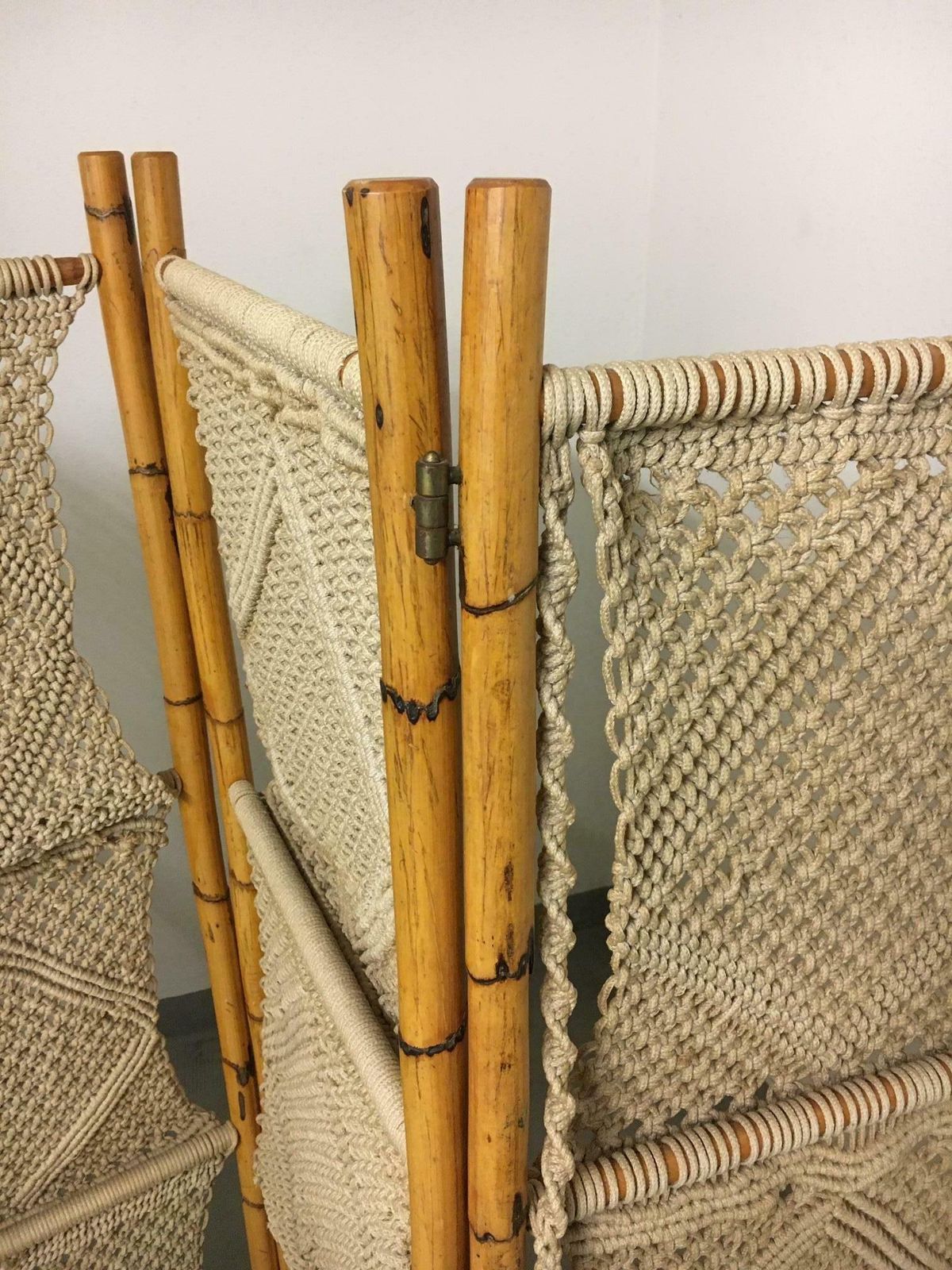 Vintage Bamboo And Seagrass Folding Screen, Italy, Circa 1970s photo for sale