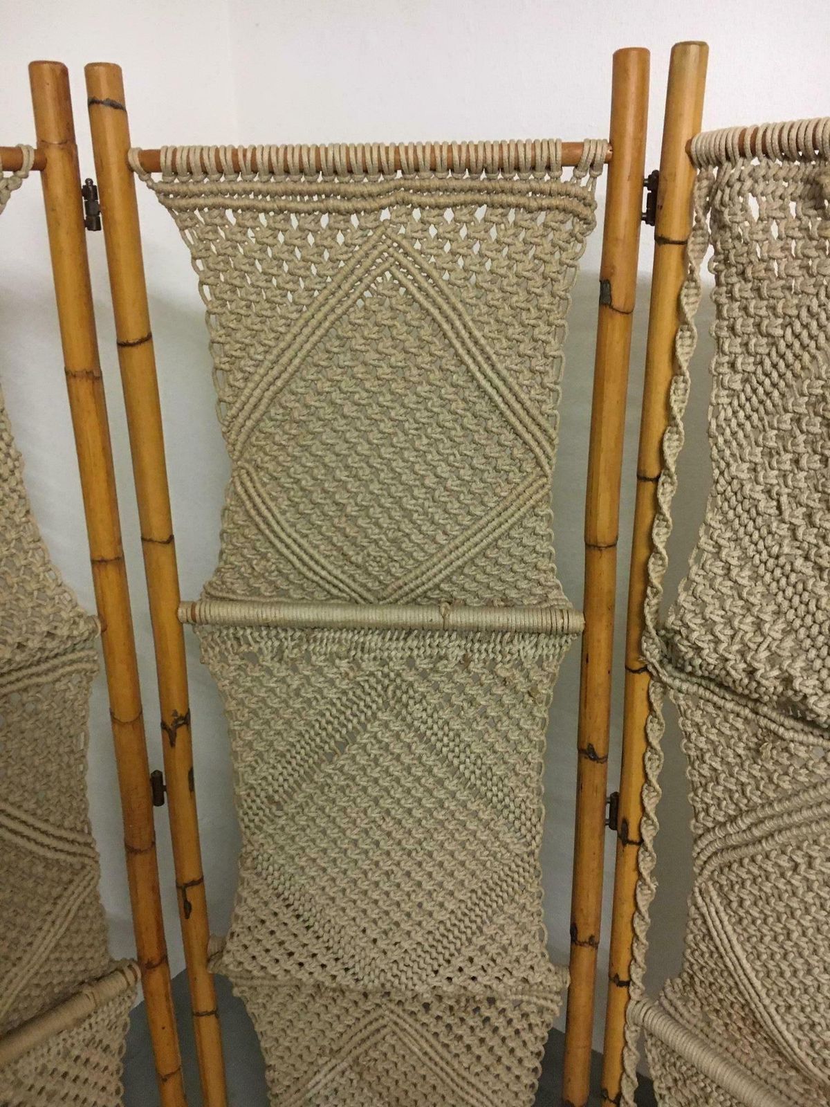 Vintage Bamboo And Seagrass Folding Screen, Italy, Circa 1970s photo vinterior