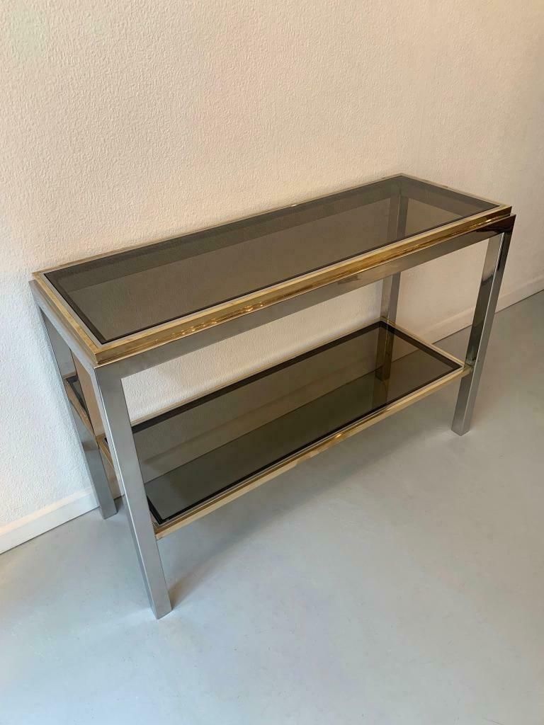Brass & Chrome "Flaminia" Console Table By Willy Rizzo, Italy, Ca. 1970''S