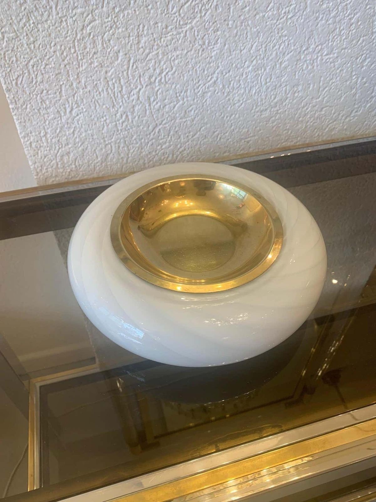 Murano Glass & Brass Ashtray By Tommaso Barbi, Italy, Ca. 1970s photo Home Decor