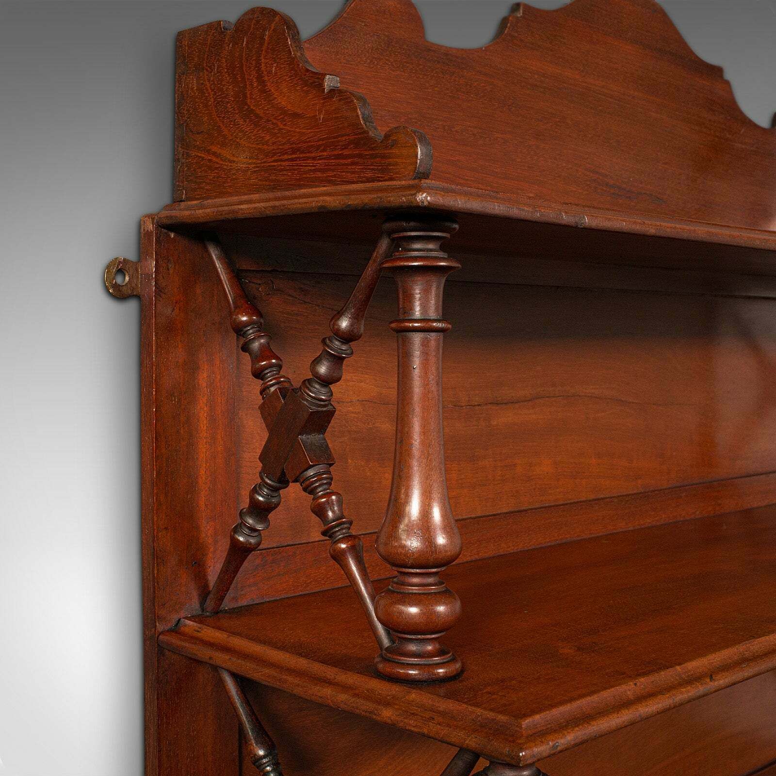 Antique Mounted Whatnot, English, Bookshelf, Collectibles Shelf, Victorian, 1900 photo 1195.0