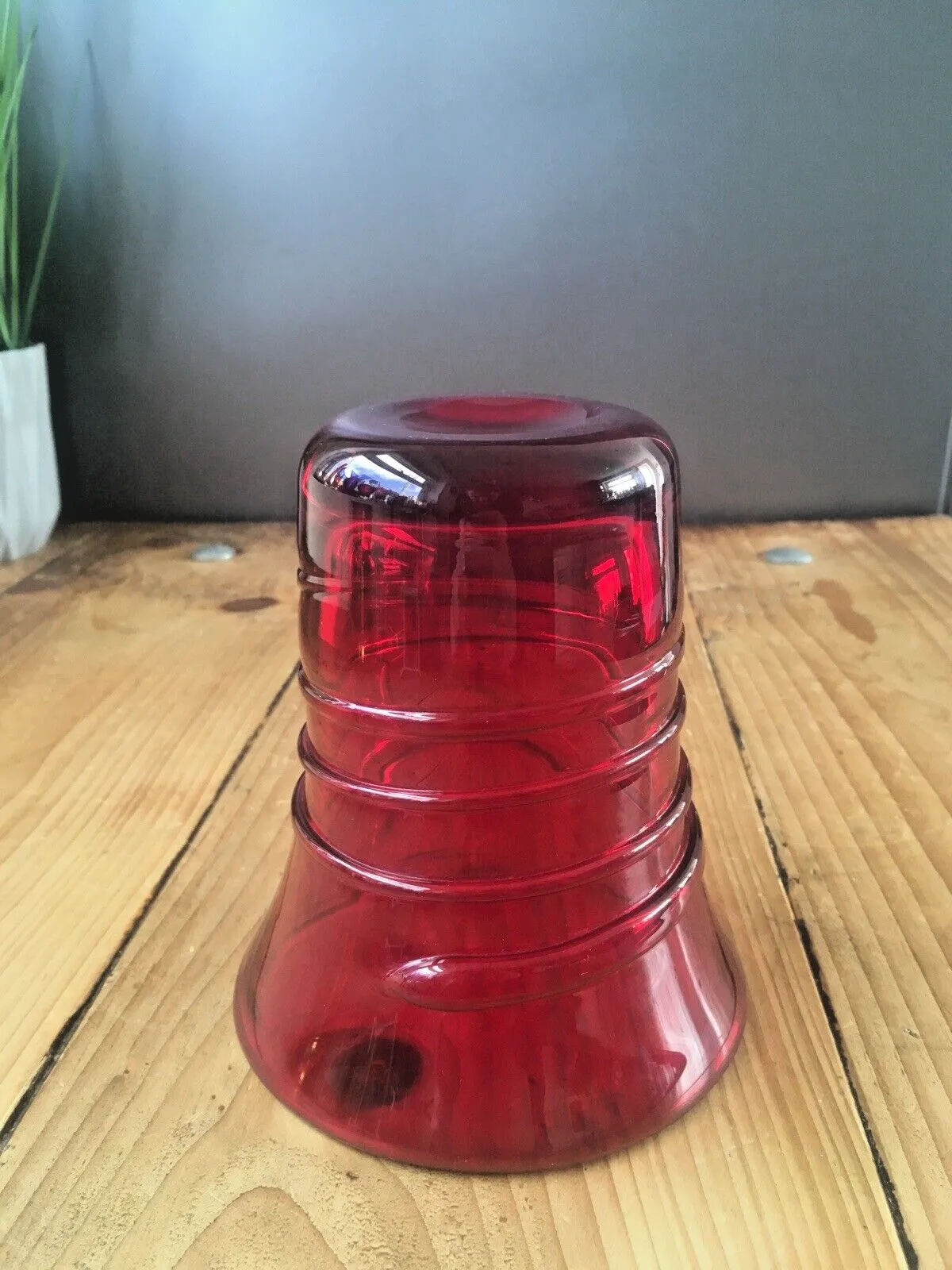 Mid Century 50's Ruby Red Whitefriars Ribbon Trail 8886 Art Glass Vase B. Powell photo buy