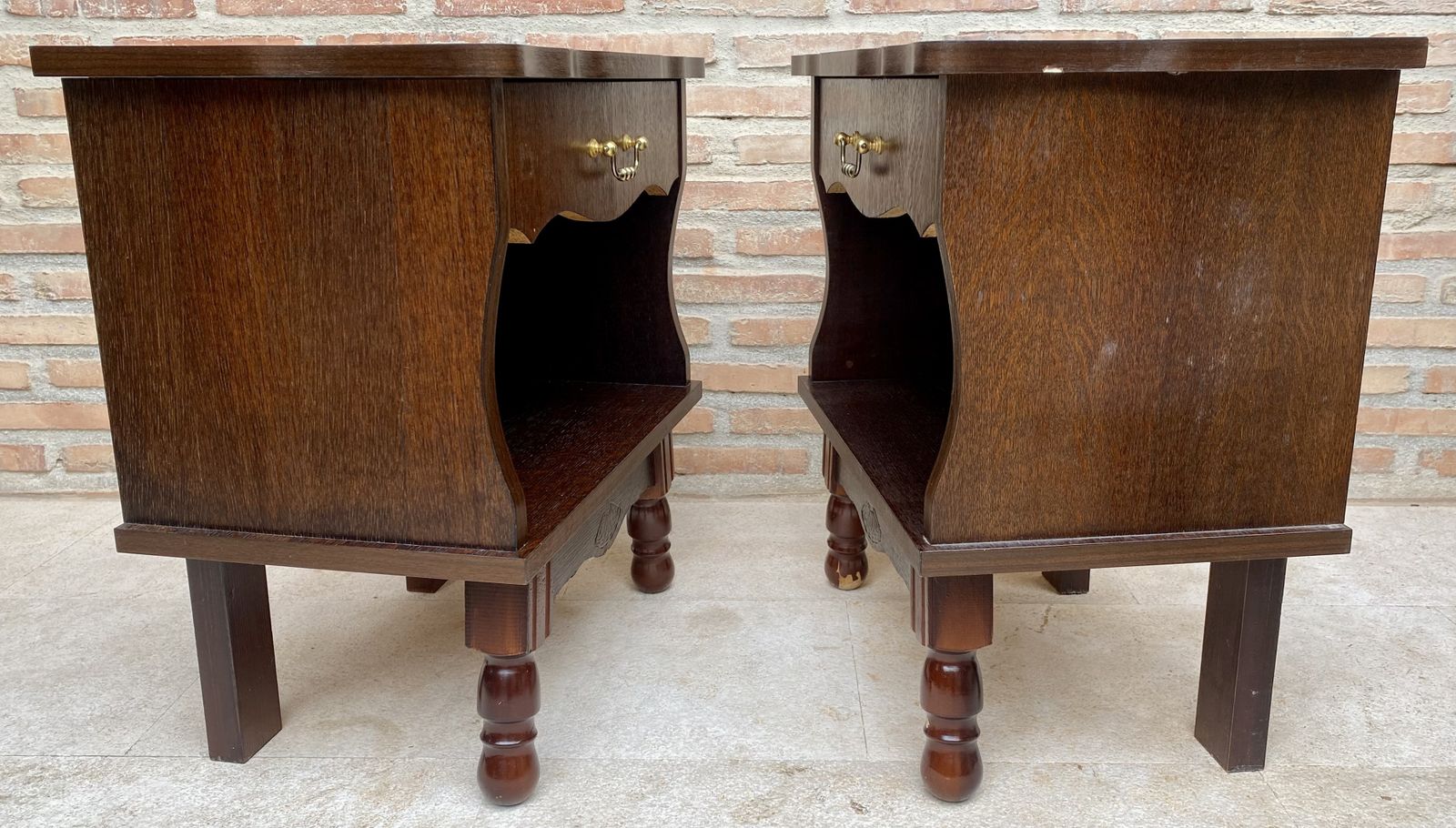Furniture Mid 20th Century Wood Nightstands With One Drawer photo