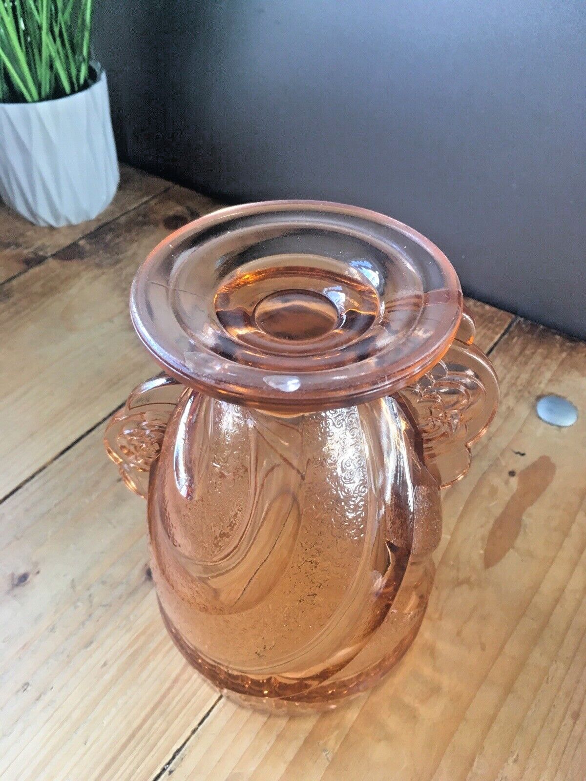 photo buy Beautiful Pink Art Deco Sowerby Depression Glass Flower Handles Posy Vase 30's