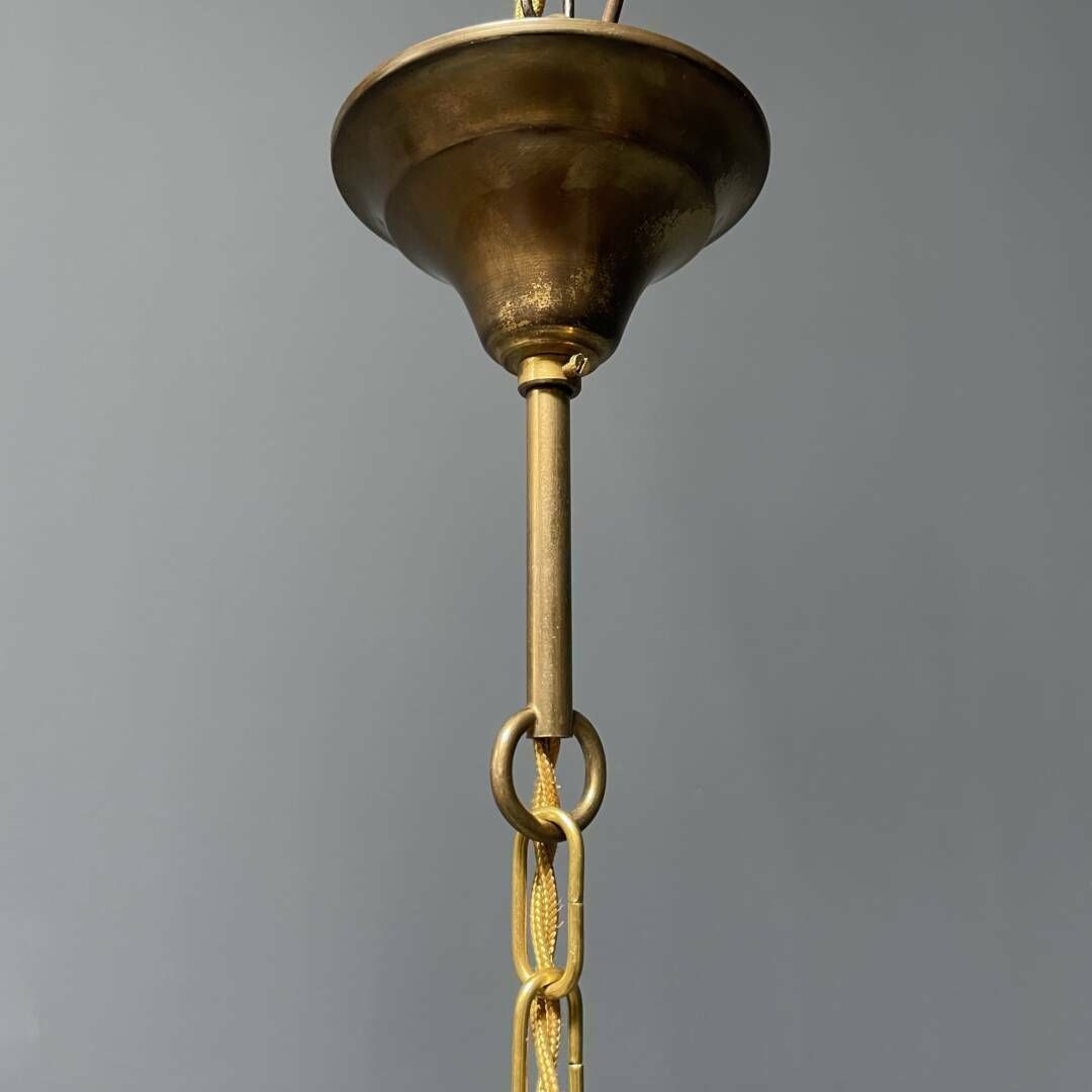 Opaline Glazen Bollamp Met Koperen Fitting photo vintage