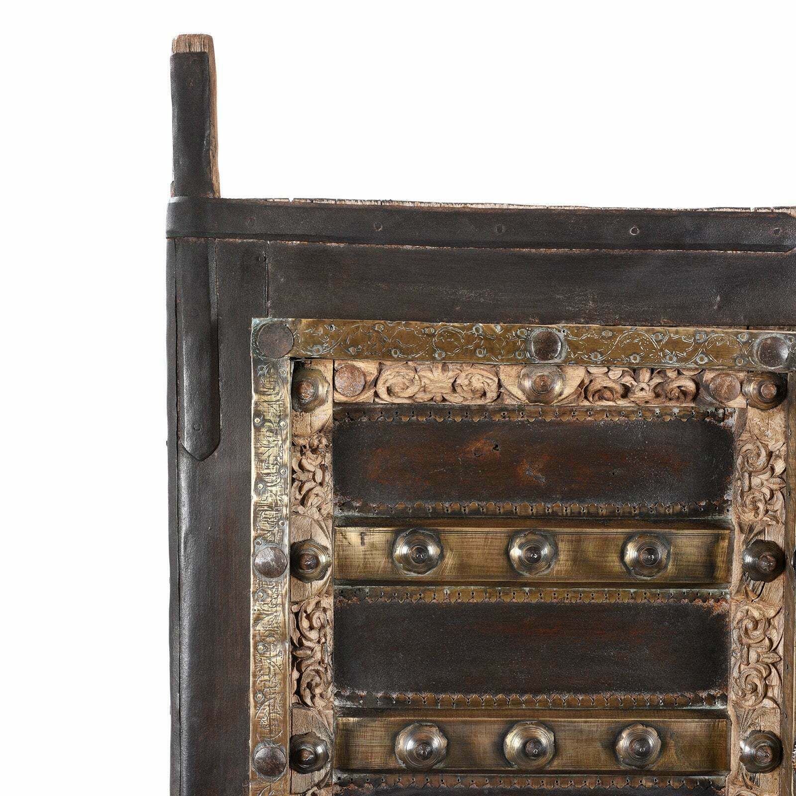 Antique Indian Brass Bound Door From Shekhawati, 19th Century photo Home Fixtures