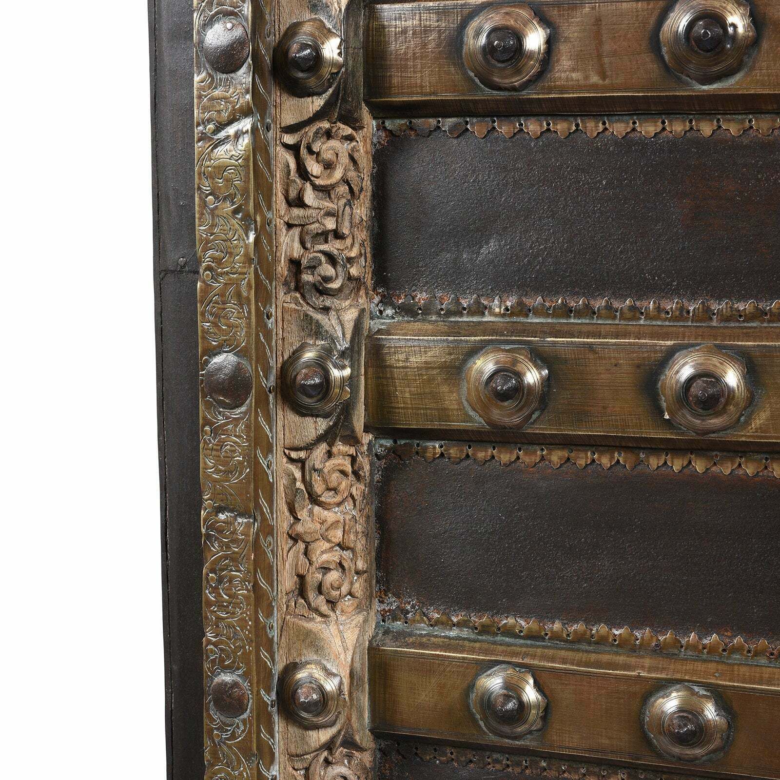 Antique Indian Brass Bound Door From Shekhawati, 19th Century photo 2145.0
