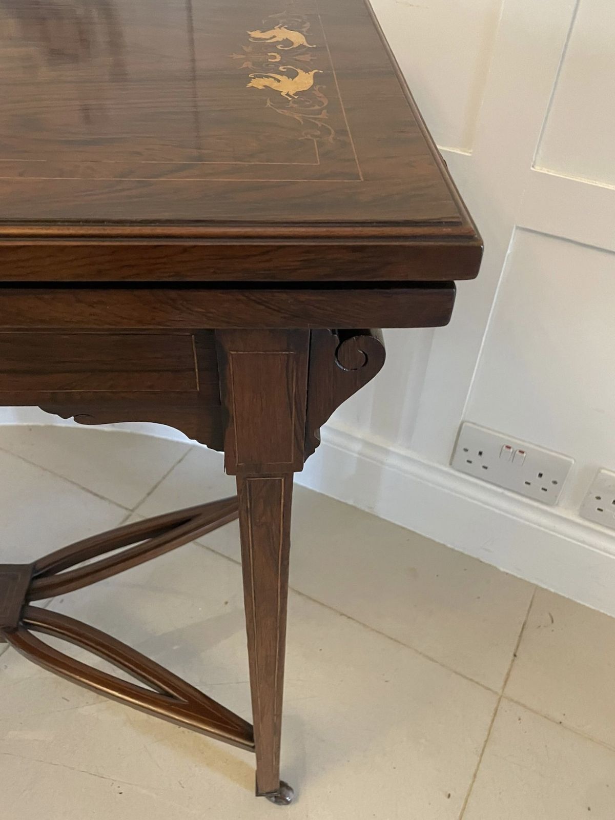 Antique Rosewood Inlaid Freestanding Side Table photo furniture