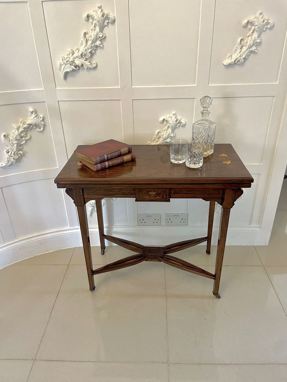 Antique Rosewood Inlaid Freestanding Side Table photo vinterior