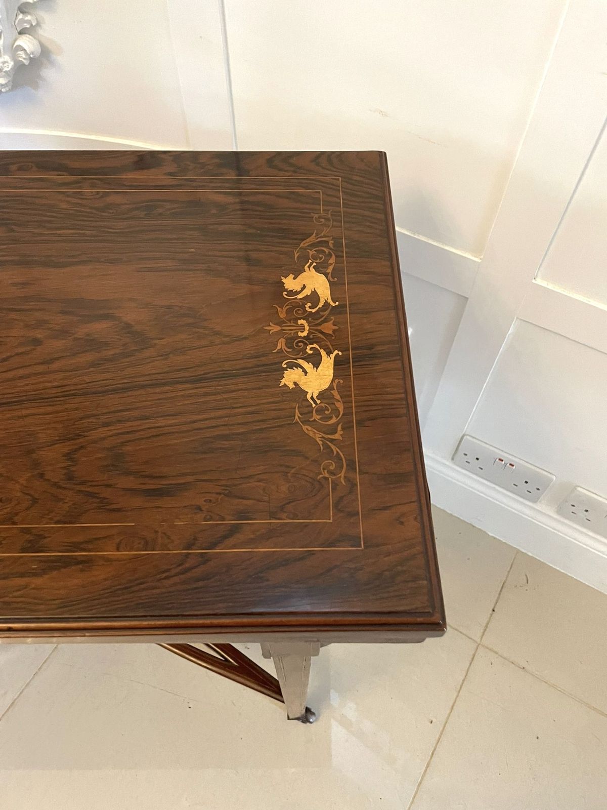 photo furniture Antique Rosewood Inlaid Freestanding Side Table