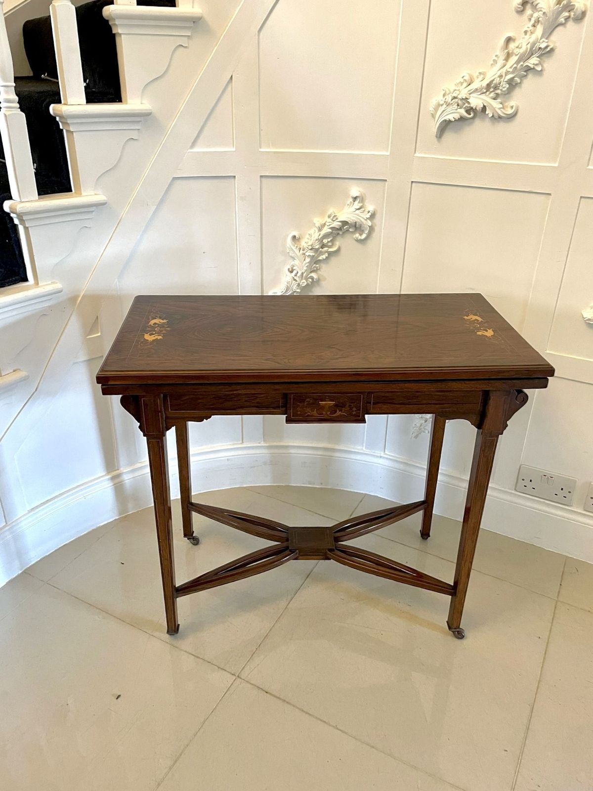 Antique Rosewood Inlaid Freestanding Side Table