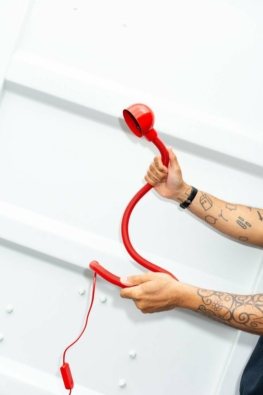 Red 'Serpent' Adjustable Desk Lamp By Isao Hosoe Hebi Serpent Lamp | Italy 1968 photo furniture