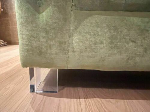 Sofa, Bespoke Lelievre, Upholstered In Fresh Green Velvet, Perspex Feet, 2.6 M photo vinterior