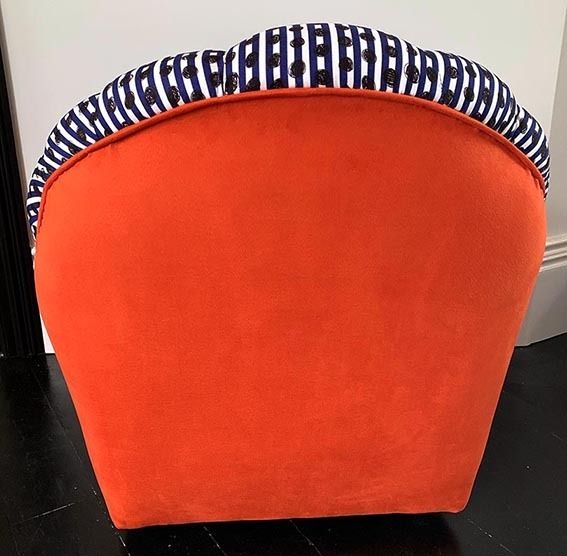 Bespoke Reupholstered Vintage 1940s Scallop Shaped Armchair photo furniture