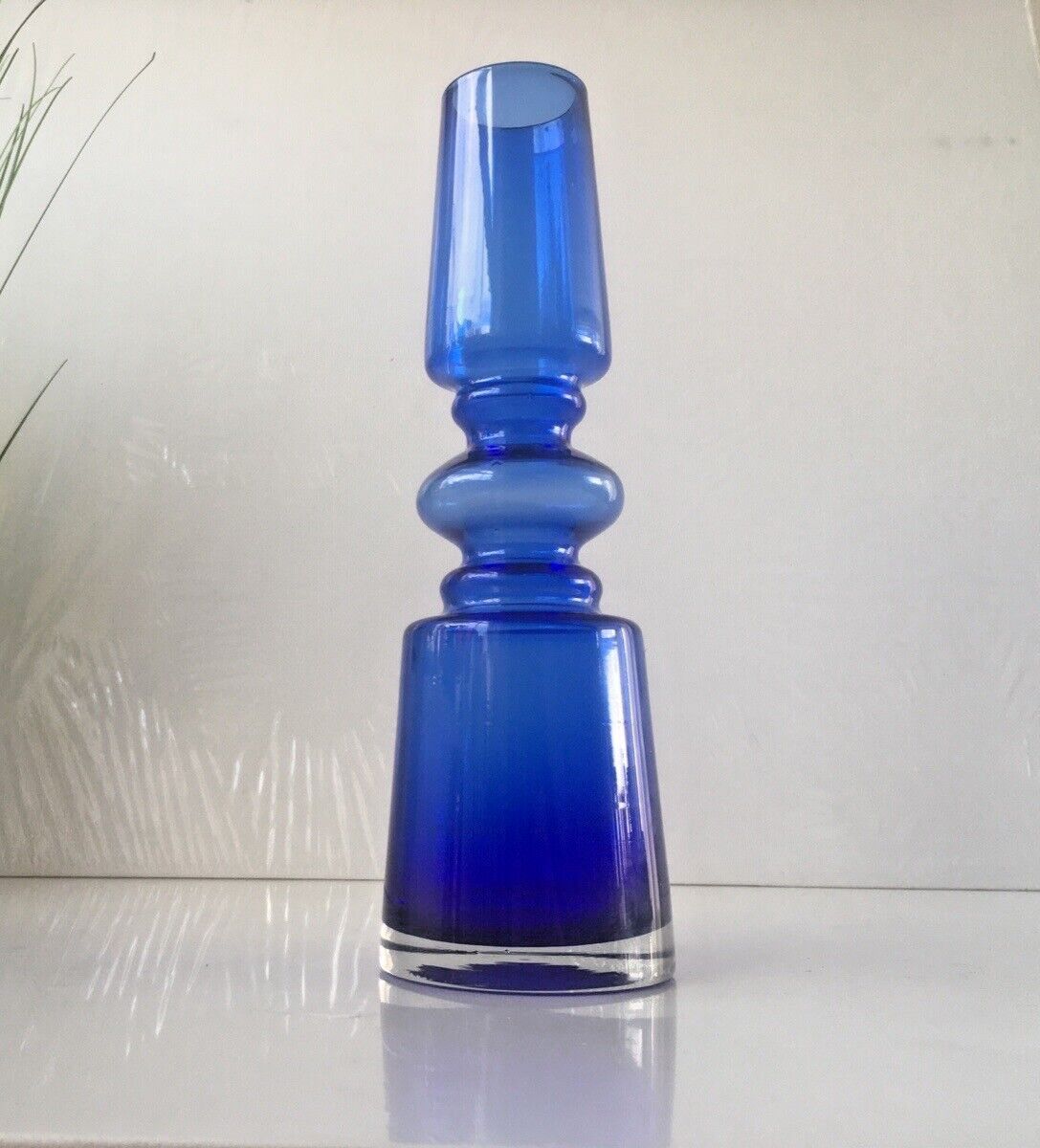 Large Cased Scandinavian 60's 70's Style Hooped Glass Vase Japanese Riihimaki
