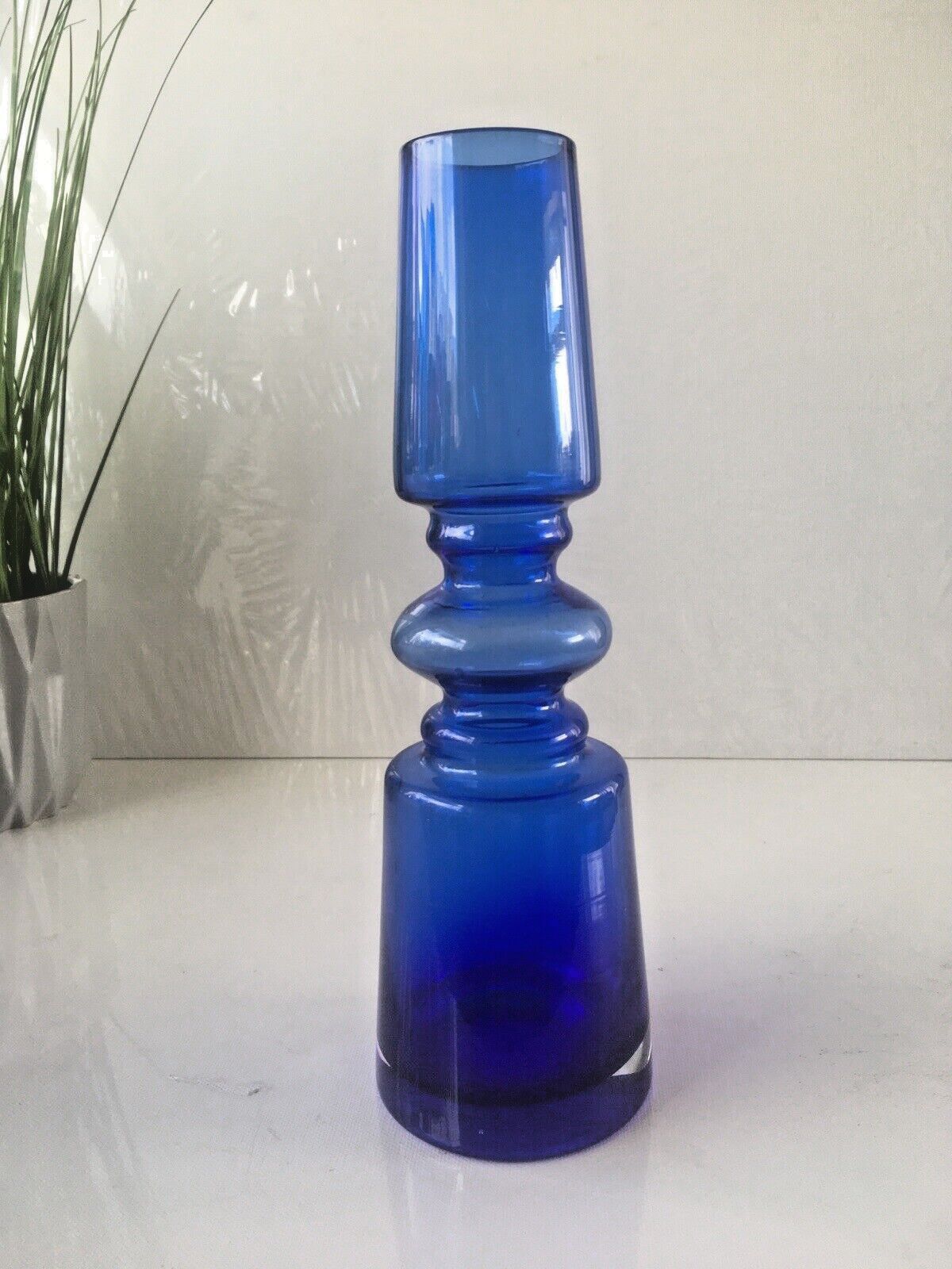 Large Cased Scandinavian 60's 70's Style Hooped Glass Vase Japanese Riihimaki photo furniture