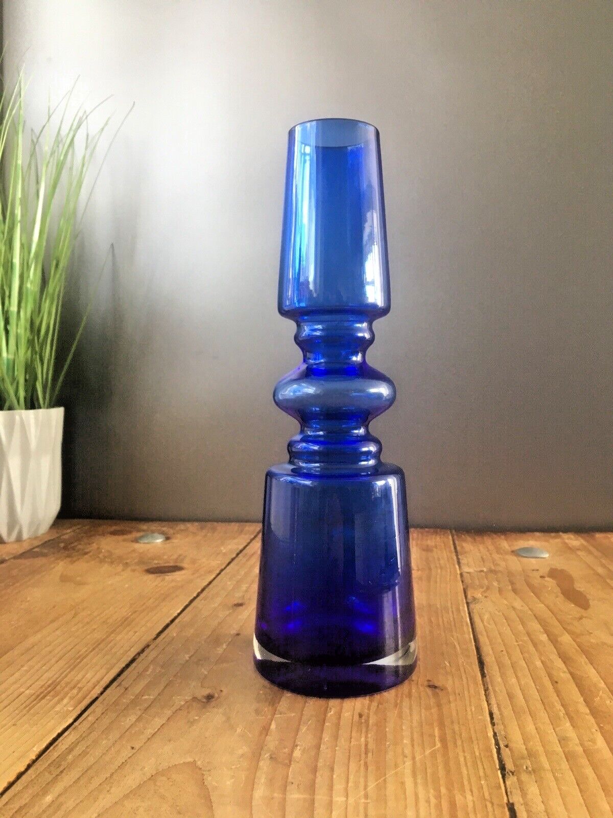 Home Decor Large Cased Scandinavian 60's 70's Style Hooped Glass Vase Japanese Riihimaki photo
