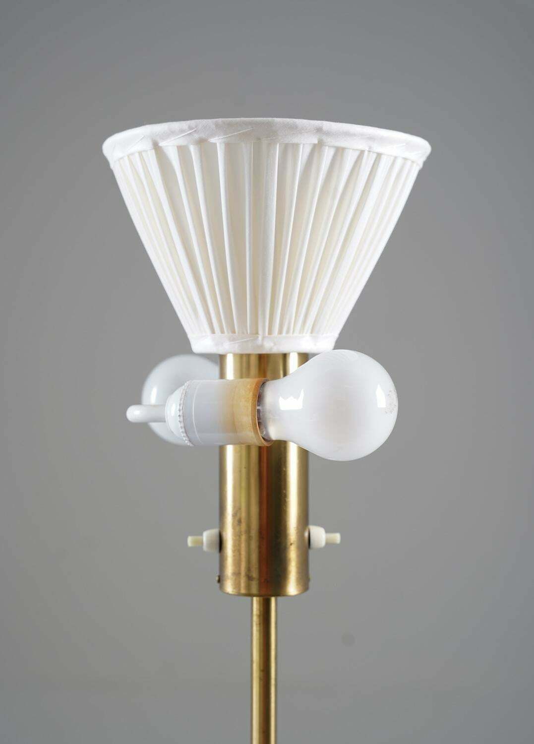 Swedish Brass And Wood Floor Lamp By Boréns photo for sale