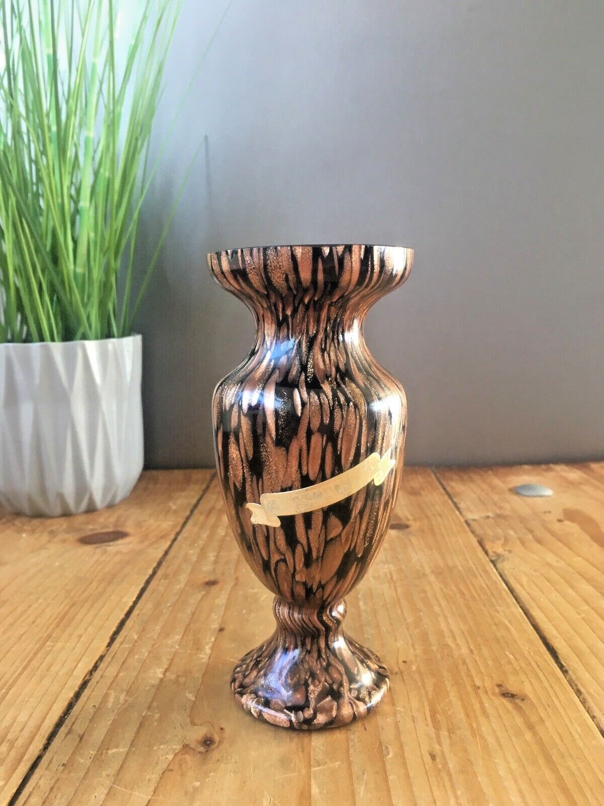 Vintage 80's Vincenzo V. Nason Murano Glass Copper Aventurine Avventurina Vase photo furniture