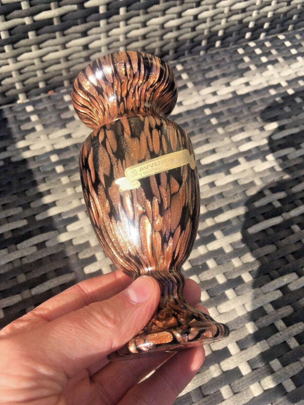 Home Decor Vintage 80's Vincenzo V. Nason Murano Glass Copper Aventurine Avventurina Vase photo