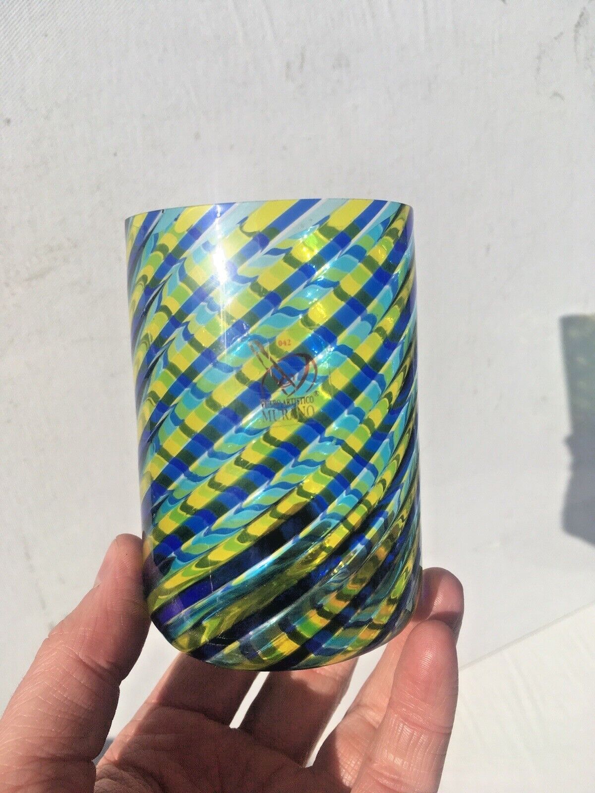 photo vinterior Superb Vetro Artistico Murano Spiral Candy Stripe Italian Glass Cylinder Vase