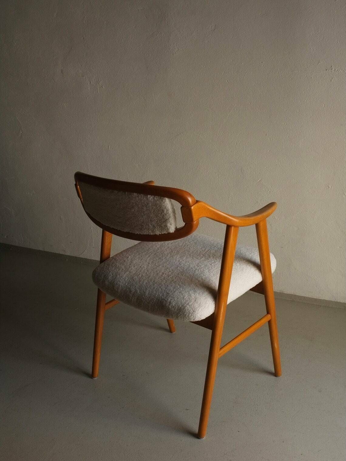 Scandinavian Faux Shearling Chair | White Sheepskin | Vintage photo vintage