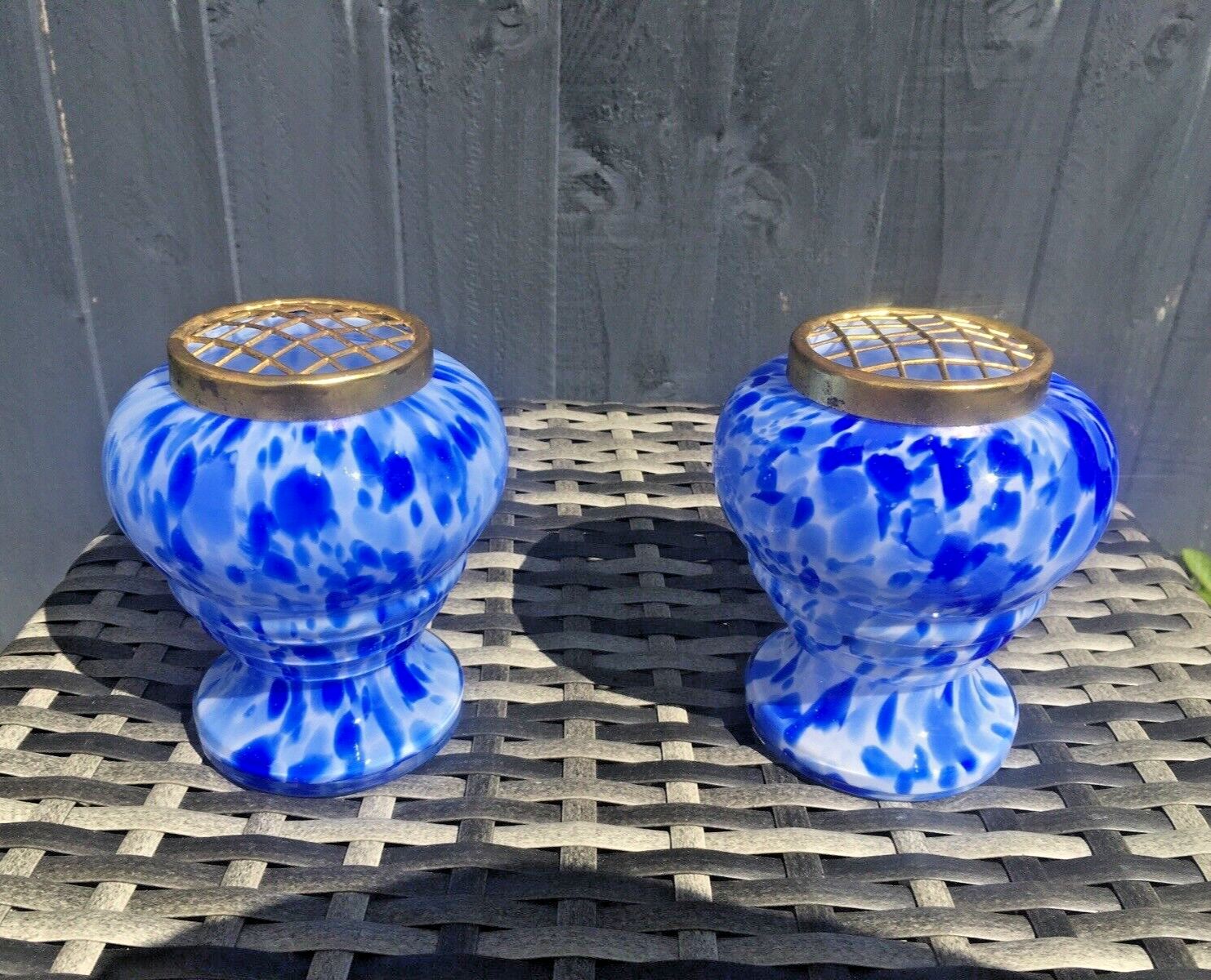 photo buy Superb Pair Of Art Deco Bohemian Czech Spatter Glass Posy Frog Vase Franz Welz