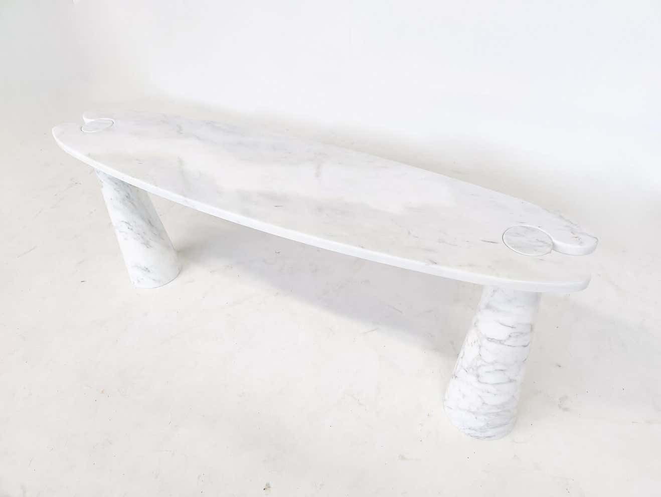 Midcentury Eros Console By Angelo Mangiarotti For Skipper, White Marble, 1980s photo Furniture