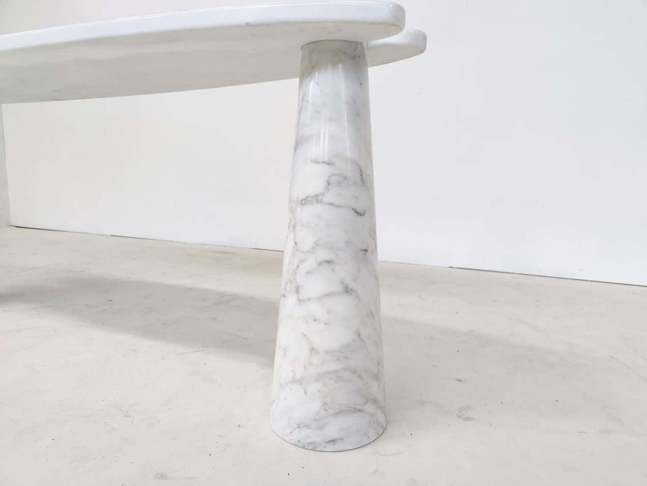 Midcentury Eros Console By Angelo Mangiarotti For Skipper, White Marble, 1980s photo vinterior