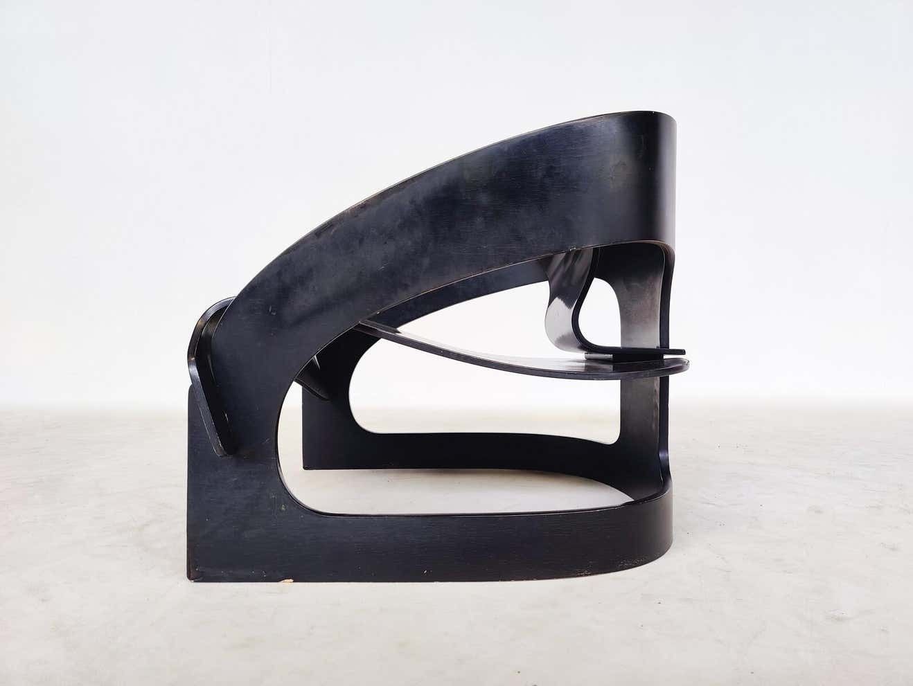Mid Century Modern Wooden Armchair Model 4801 By Joe Colombo For Kartell, 1960s photo vinterior
