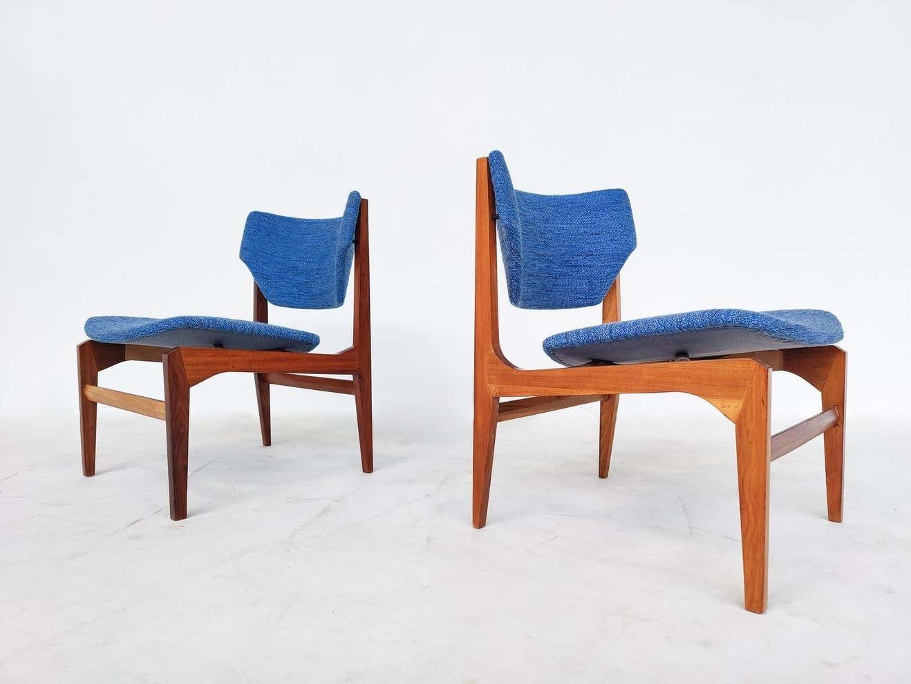 Furniture Mid Century Modern Set Of Two Armchairs With Matching Ottoman, Italy, 1960s photo