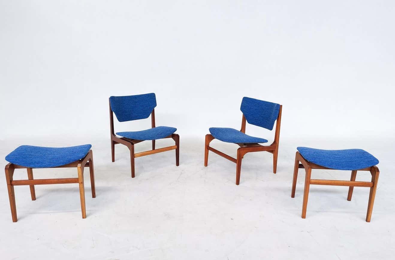 2552.0 Mid Century Modern Set Of Two Armchairs With Matching Ottoman, Italy, 1960s photo