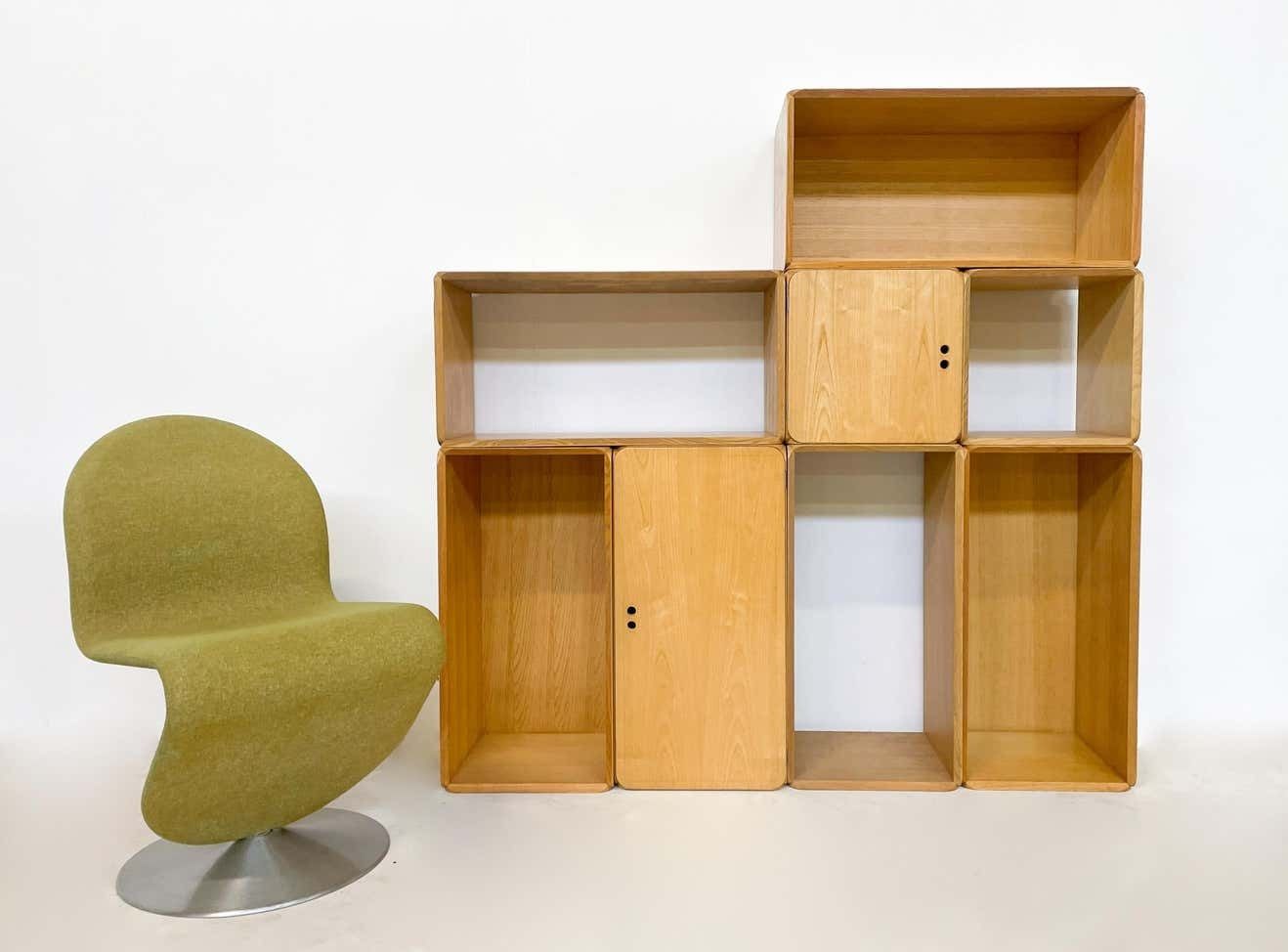Midcentury Set Of Modular Wooden Cubes By Derk Jan De Vries, Italy, 1960s photo furniture