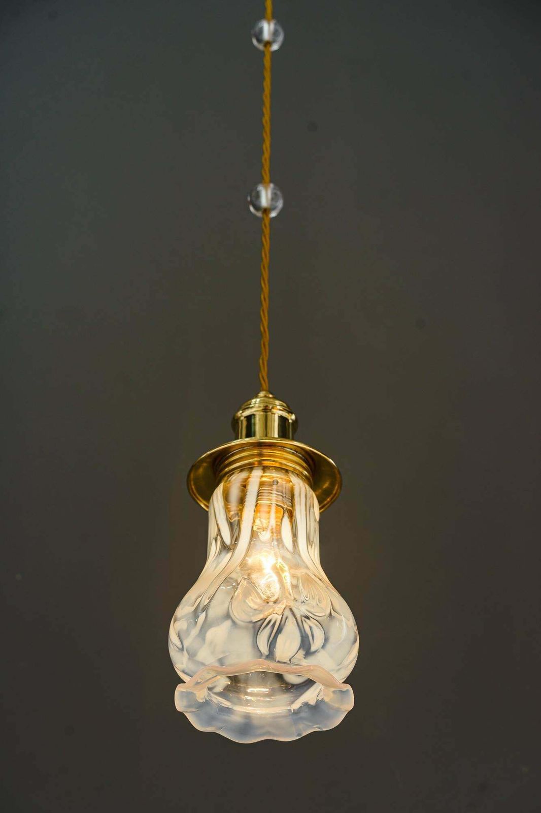 photo furniture 2 Art Deco Pendants Vienna Around 1920s With Opaline Glass Shades