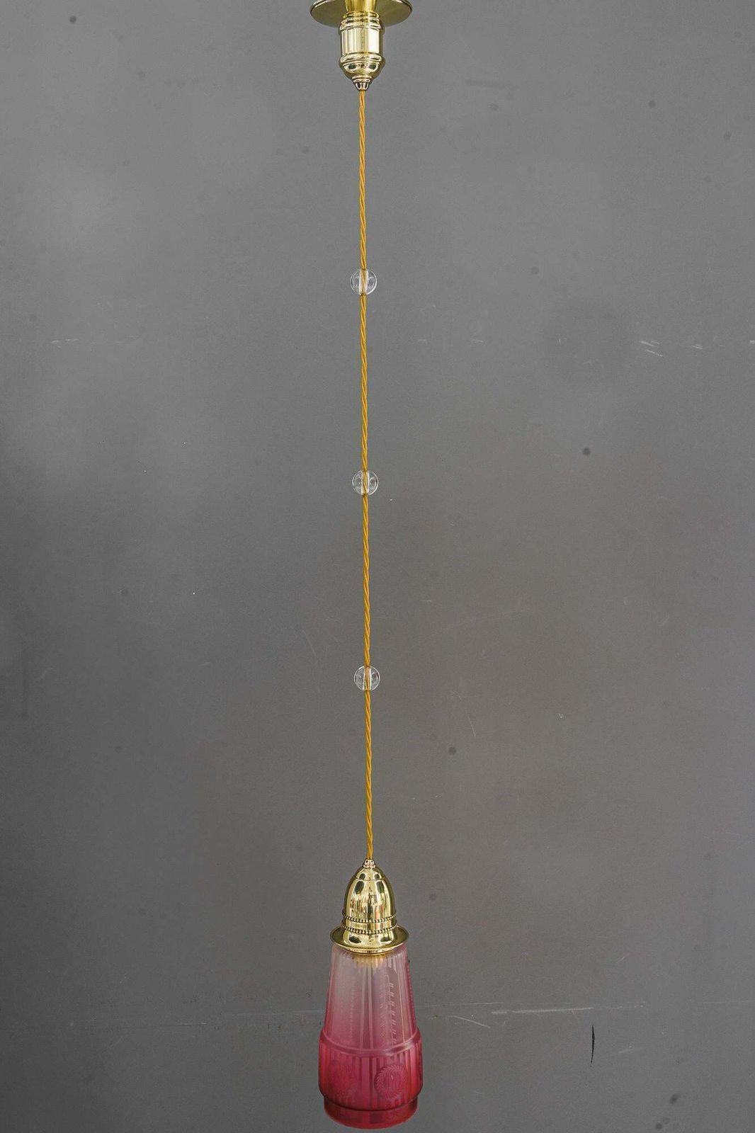 2x Art Deco Hanging Lamp With Original Old Glass Shades Vienna Around 1920s photo furniture