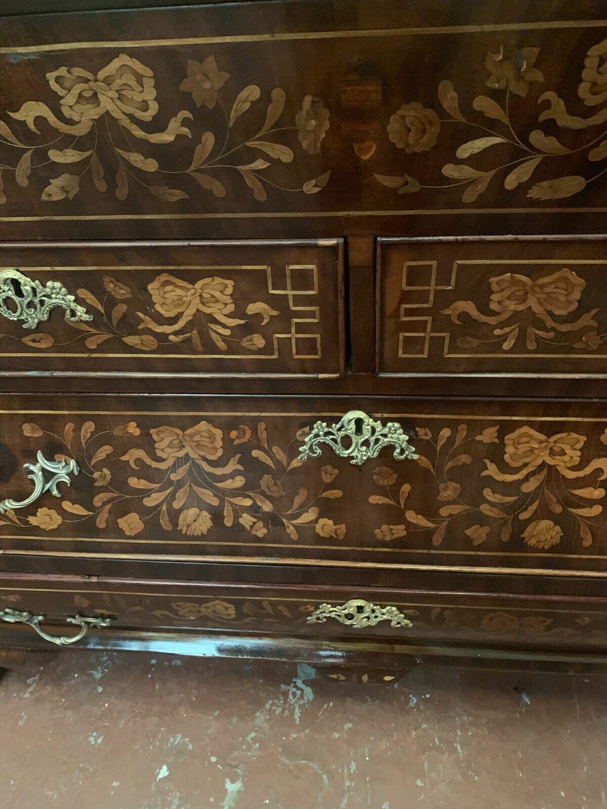 Scriban Chest Of Drawers In Dutch Marquetry XVIII Century photo for sale
