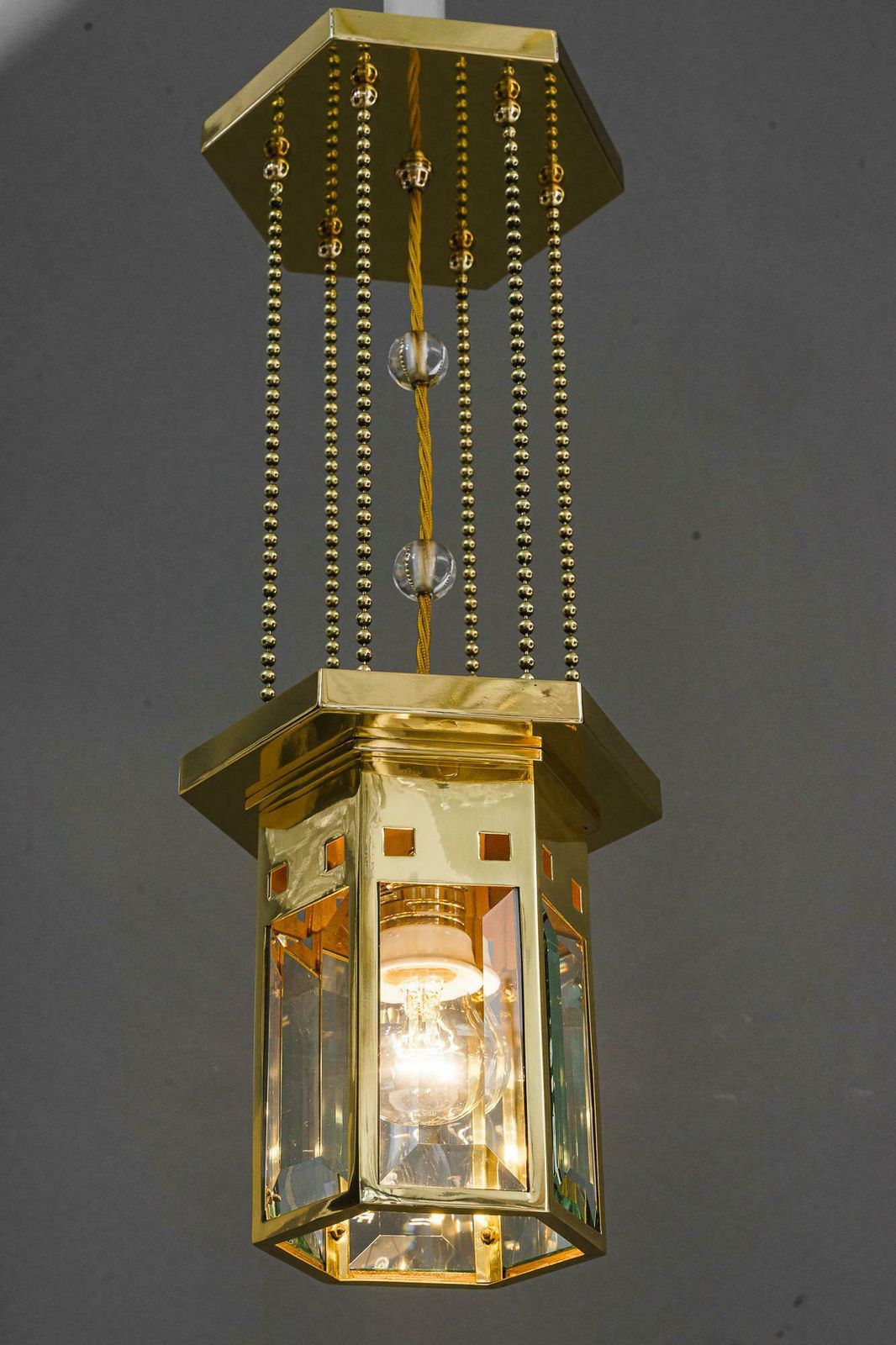 photo for sale Art Deco Pendant With Facet Cut Glasses Vienna Around 1920s