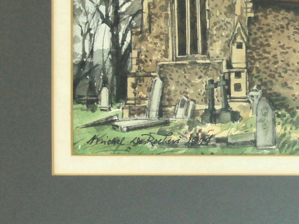Watercolour By Michel Desrochers. Titled "St Mary's Church, Rickinghall" photo for sale
