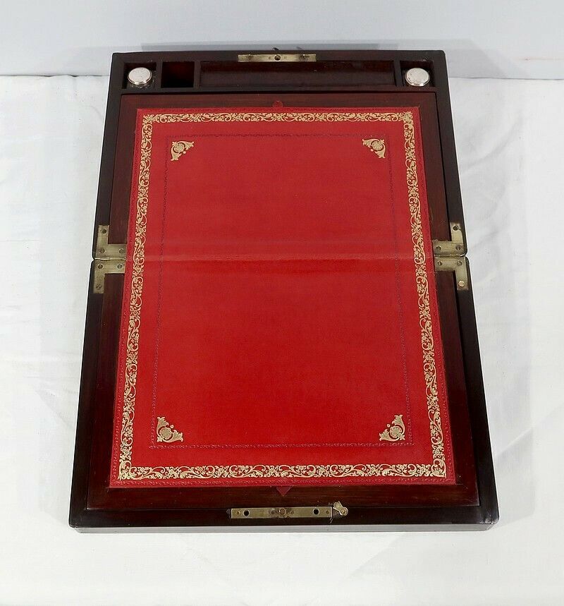 Travel Case In Precious Wood And Bone And Brass Inlays, Napoleon III Period – Mid 19th Century photo for sale